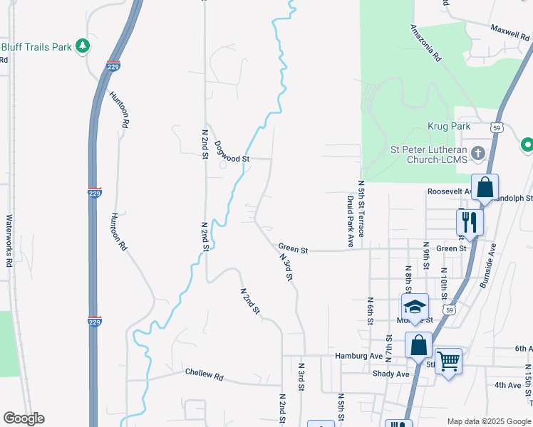 map of restaurants, bars, coffee shops, grocery stores, and more near 3311 North 3rd Street in Saint Joseph