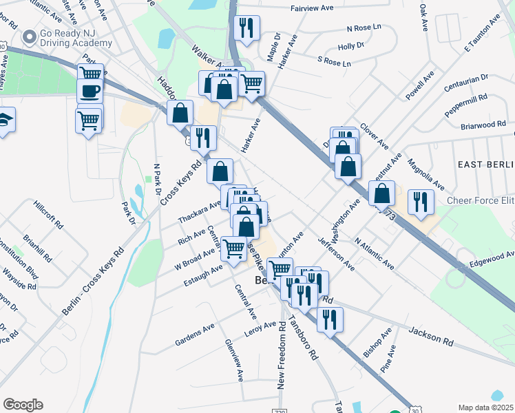 map of restaurants, bars, coffee shops, grocery stores, and more near 36 Haines Avenue in Berlin