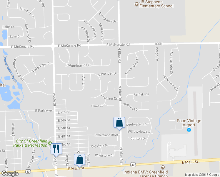 map of restaurants, bars, coffee shops, grocery stores, and more near 933 Rosemary Circle in Greenfield
