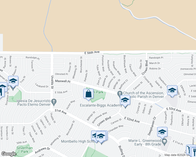 map of restaurants, bars, coffee shops, grocery stores, and more near 5545 Zion Court in Denver