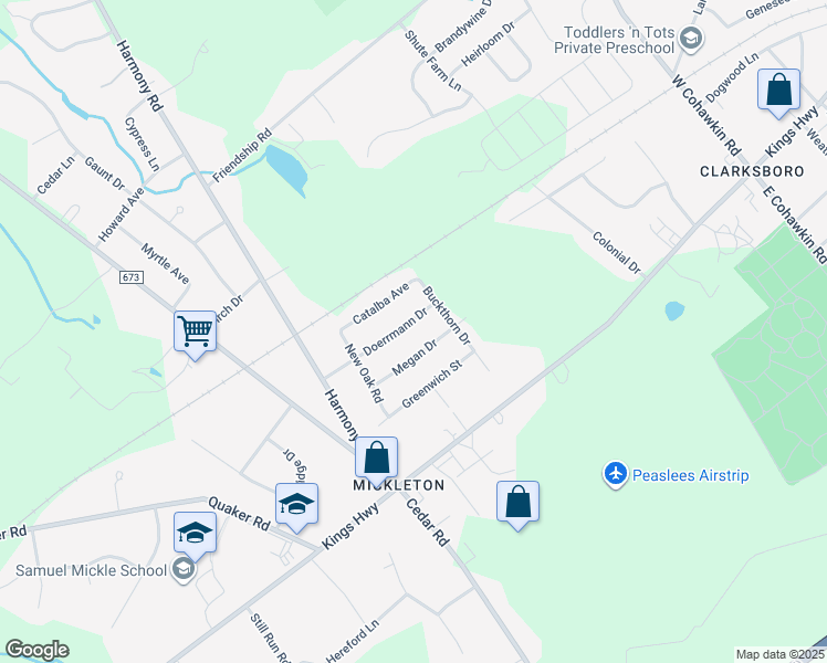 map of restaurants, bars, coffee shops, grocery stores, and more near 396 Doerrmann Dr in Mickleton