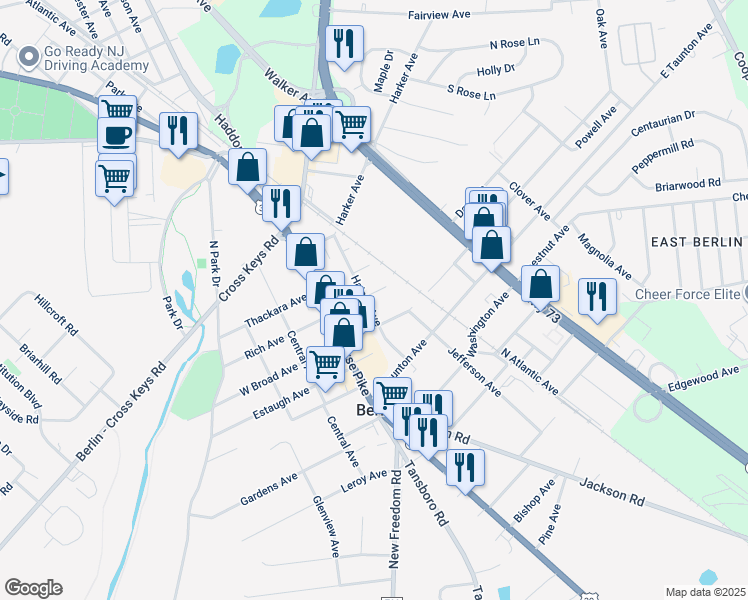 map of restaurants, bars, coffee shops, grocery stores, and more near 37 Haines Avenue in Berlin
