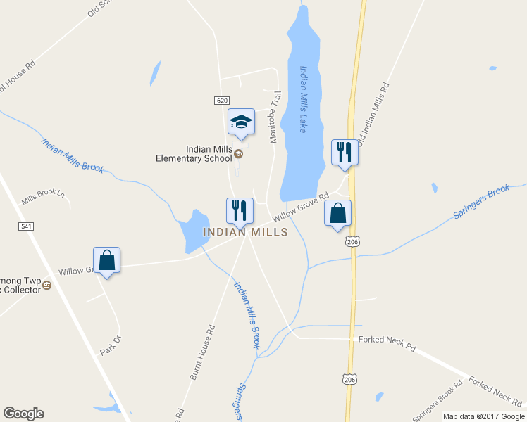 map of restaurants, bars, coffee shops, grocery stores, and more near 4 Manitoba Trail in Shamong