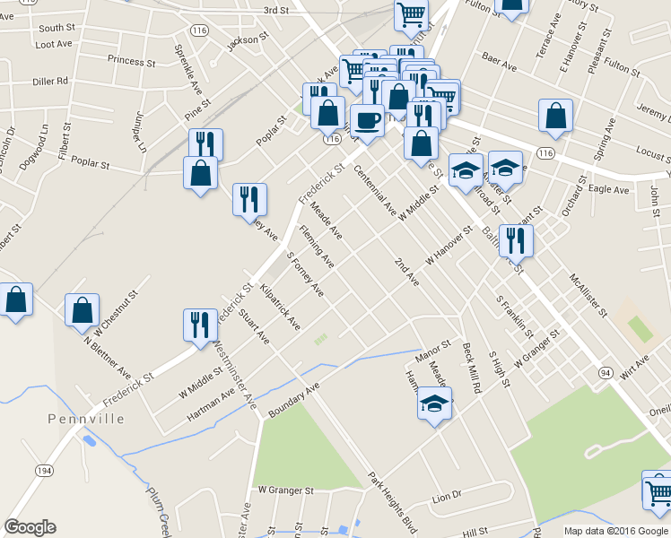 map of restaurants, bars, coffee shops, grocery stores, and more near 200 Fleming Avenue in Hanover