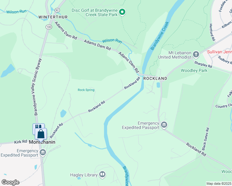 map of restaurants, bars, coffee shops, grocery stores, and more near 457 Rockland Road in Wilmington