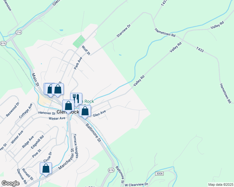 map of restaurants, bars, coffee shops, grocery stores, and more near 90 Valley Street in Glen Rock