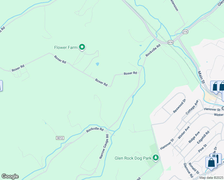 map of restaurants, bars, coffee shops, grocery stores, and more near 3574 Roser Rd in Glen Rock