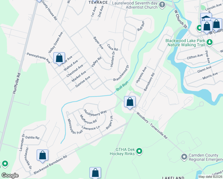 map of restaurants, bars, coffee shops, grocery stores, and more near 3016 County House Road in Deptford