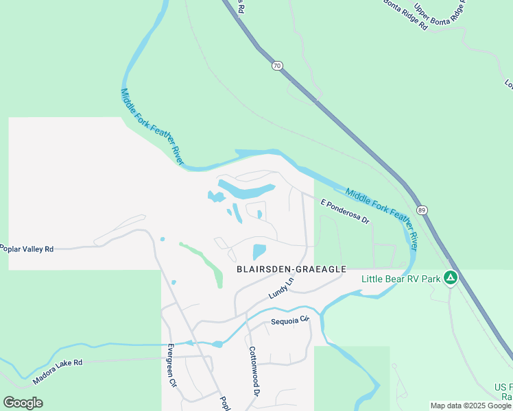 map of restaurants, bars, coffee shops, grocery stores, and more near 45 Aspen Circle in Blairsden