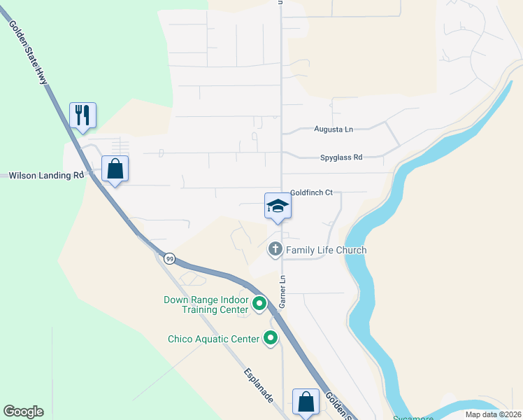 map of restaurants, bars, coffee shops, grocery stores, and more near 4227 Michelle Court in Chico