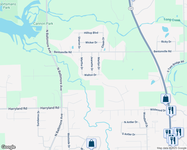 map of restaurants, bars, coffee shops, grocery stores, and more near Walton Drive in Decatur