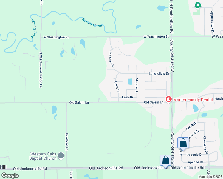 map of restaurants, bars, coffee shops, grocery stores, and more near Elle Court in Springfield
