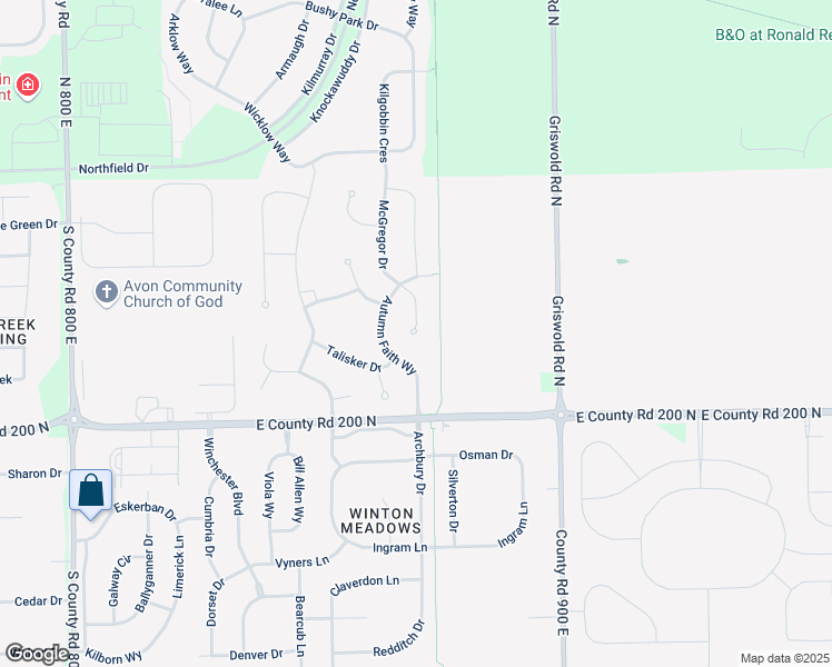 map of restaurants, bars, coffee shops, grocery stores, and more near 2174 McGregor Court in Avon