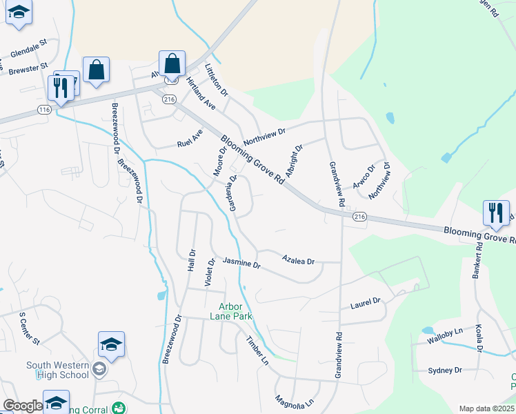 map of restaurants, bars, coffee shops, grocery stores, and more near 17 Gardenia Drive in Hanover