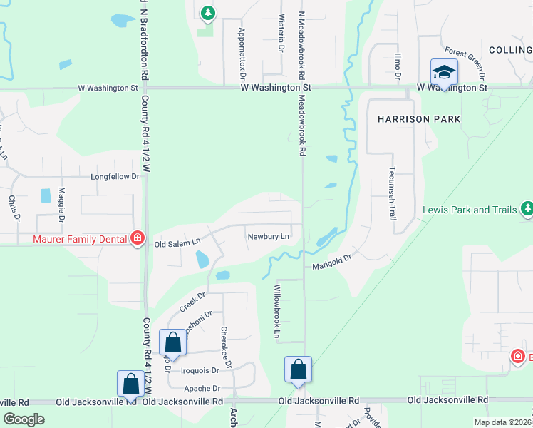 map of restaurants, bars, coffee shops, grocery stores, and more near 4090 Highbury Drive in Springfield