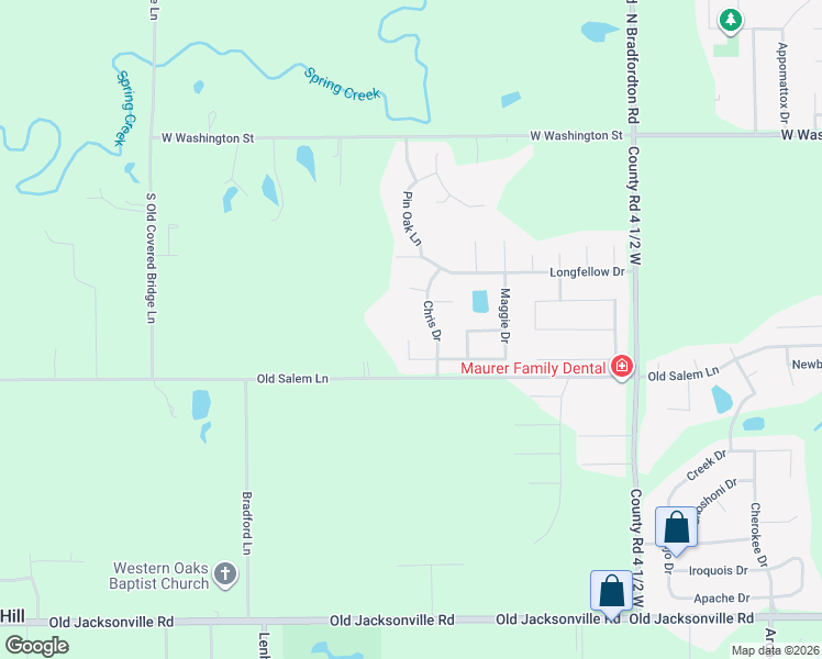 map of restaurants, bars, coffee shops, grocery stores, and more near Elle Court in Springfield