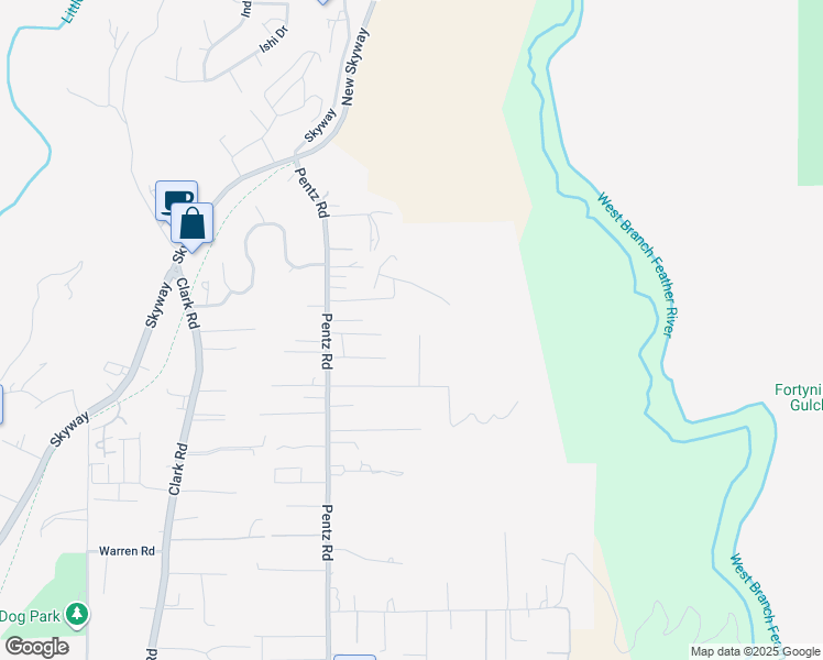 map of restaurants, bars, coffee shops, grocery stores, and more near 7182 Beverly Lane in Paradise