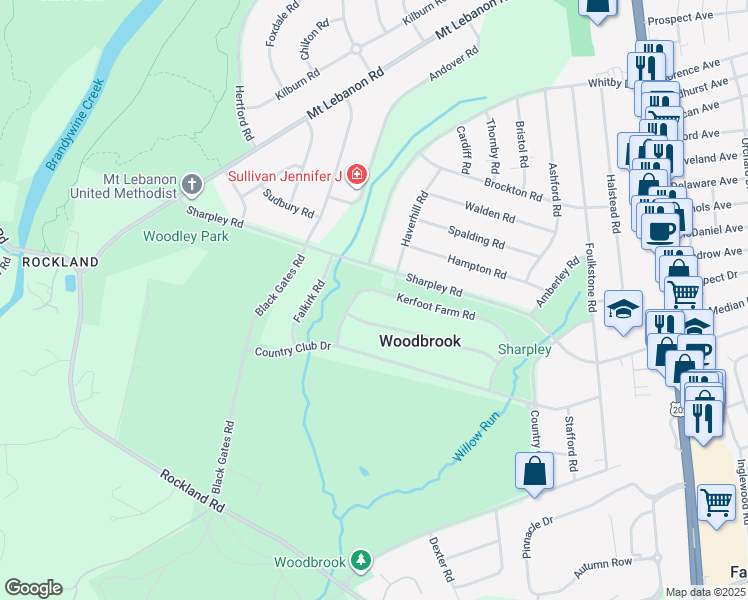 map of restaurants, bars, coffee shops, grocery stores, and more near 529 Rothbury Road in Wilmington