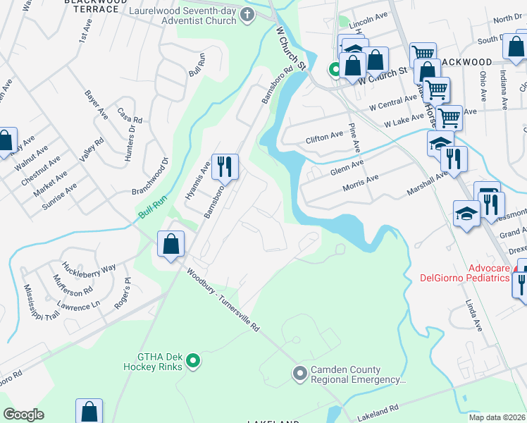 map of restaurants, bars, coffee shops, grocery stores, and more near 2049 Barnsboro Road in Washington Township