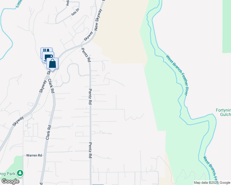 map of restaurants, bars, coffee shops, grocery stores, and more near 7182 Beverly Lane in Paradise