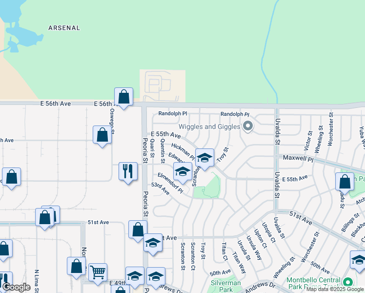 map of restaurants, bars, coffee shops, grocery stores, and more near 12461 Hickman Place in Denver