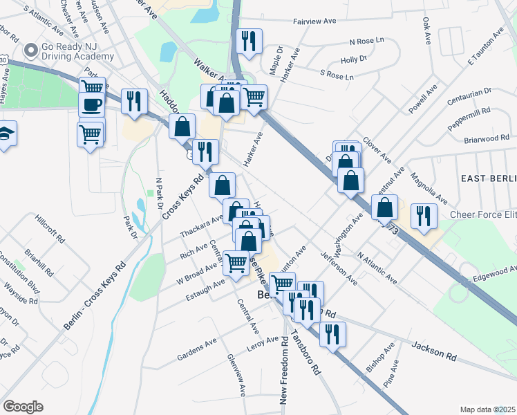map of restaurants, bars, coffee shops, grocery stores, and more near 37 Haines Avenue in Berlin