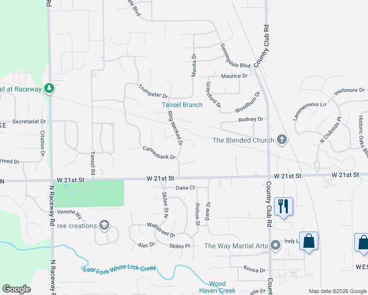 map of restaurants, bars, coffee shops, grocery stores, and more near 8610 Turnstone Court in Indianapolis
