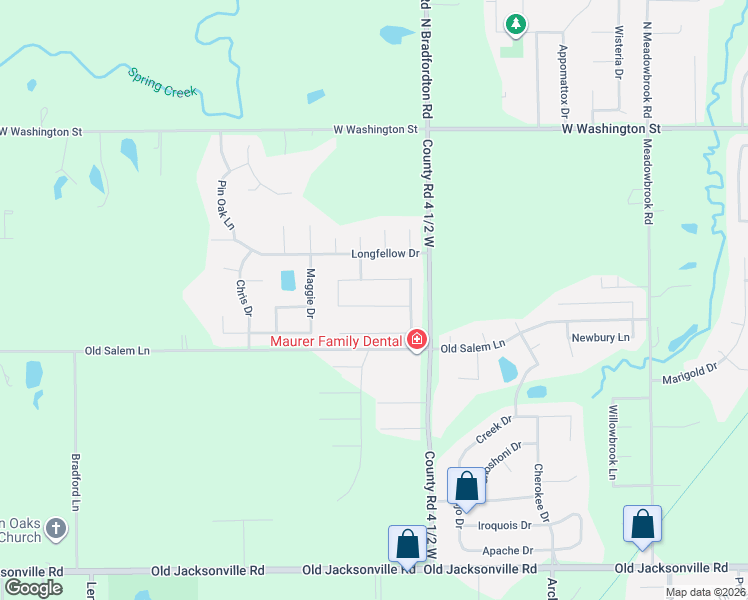map of restaurants, bars, coffee shops, grocery stores, and more near Thompson Road in Springfield
