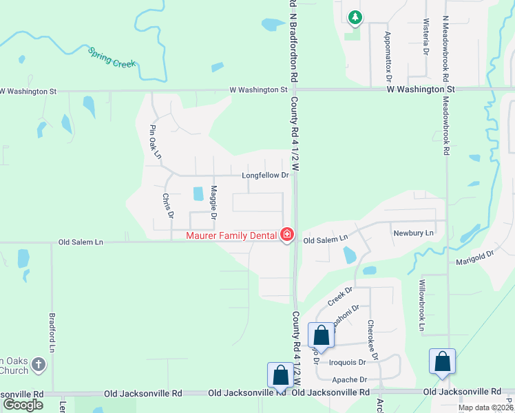 map of restaurants, bars, coffee shops, grocery stores, and more near Thompson Road in Springfield