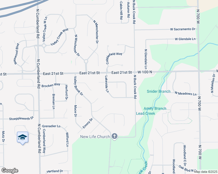 map of restaurants, bars, coffee shops, grocery stores, and more near 2025 Lakeside Lane in Indianapolis