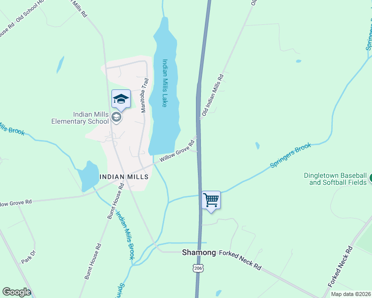 map of restaurants, bars, coffee shops, grocery stores, and more near 7 Willow Grove Road in Shamong