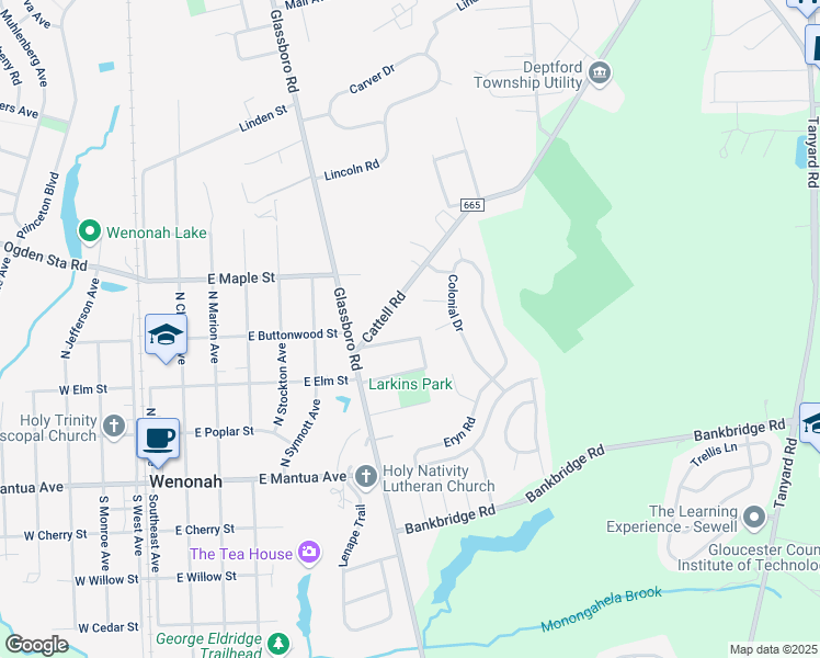 map of restaurants, bars, coffee shops, grocery stores, and more near 305 Fairfax Court in Wenonah
