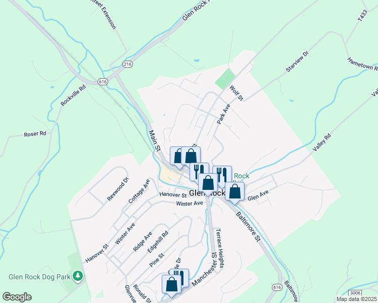 map of restaurants, bars, coffee shops, grocery stores, and more near 26 Church Street in Glen Rock