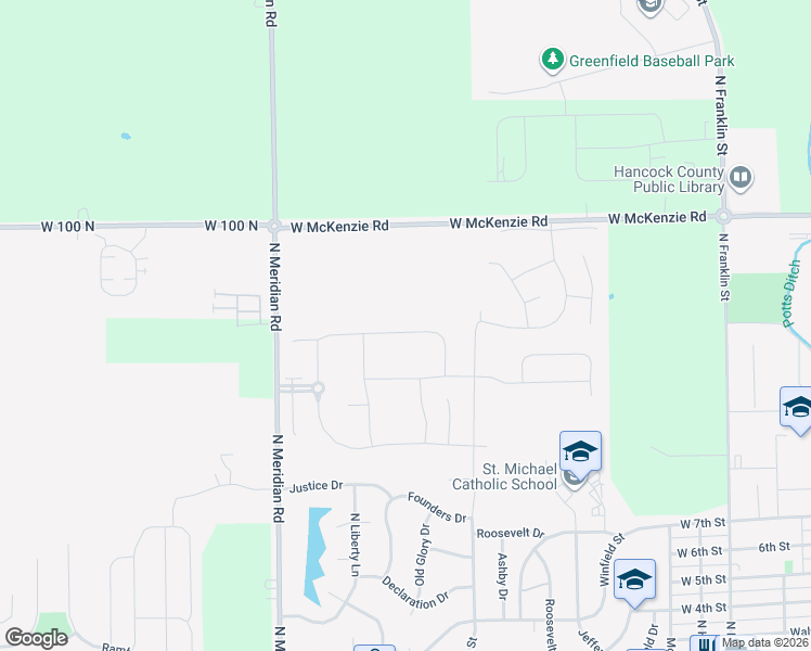 map of restaurants, bars, coffee shops, grocery stores, and more near 775-865 West McKenzie Road in Greenfield