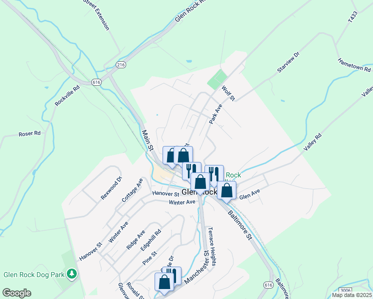 map of restaurants, bars, coffee shops, grocery stores, and more near 27 Church Street in Glen Rock