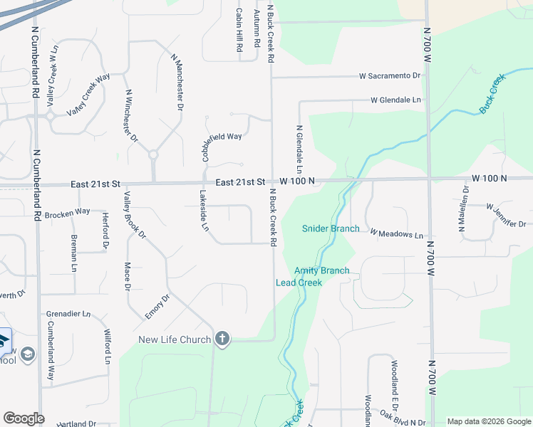 map of restaurants, bars, coffee shops, grocery stores, and more near 2010 North Buck Creek Road in Greenfield