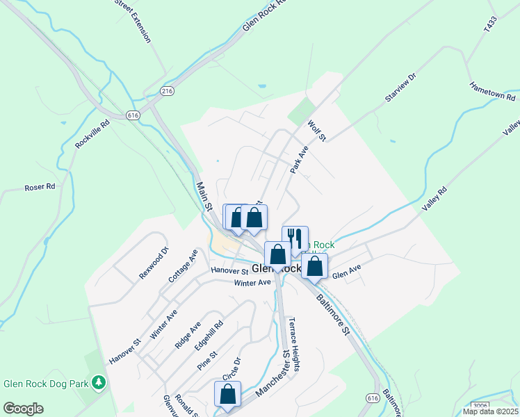 map of restaurants, bars, coffee shops, grocery stores, and more near 27 Church Street in Glen Rock