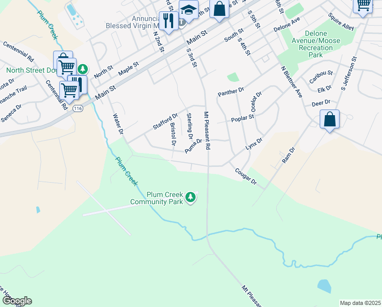 map of restaurants, bars, coffee shops, grocery stores, and more near 250 Puma Drive in Hanover