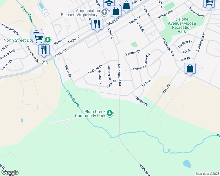 map of restaurants, bars, coffee shops, grocery stores, and more near 250 Puma Drive in Hanover