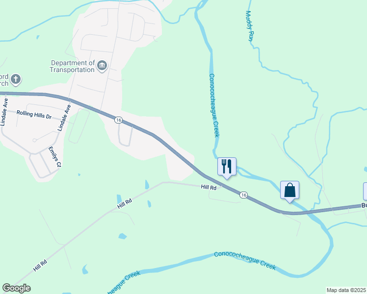map of restaurants, bars, coffee shops, grocery stores, and more near 3055 Buchanan Trail West in Greencastle