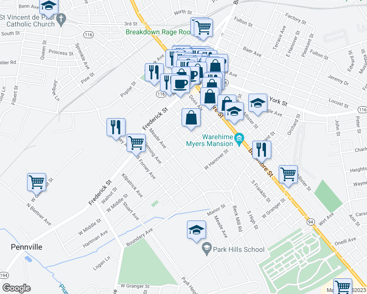 map of restaurants, bars, coffee shops, grocery stores, and more near 197 2nd Avenue in Hanover