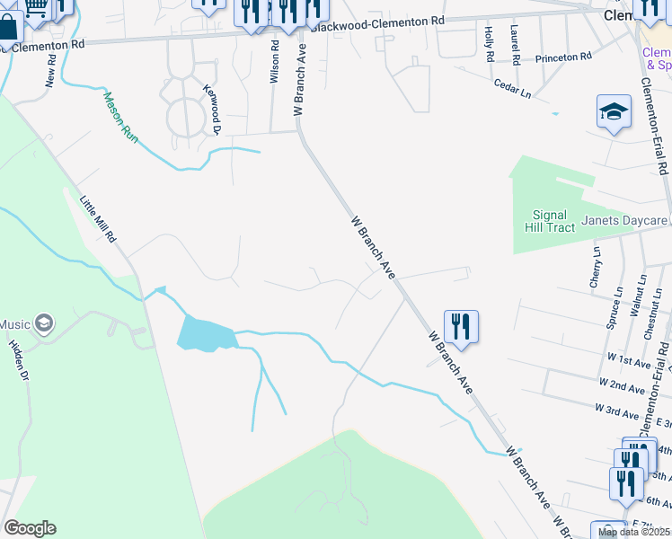 map of restaurants, bars, coffee shops, grocery stores, and more near 206 Grasmur Turn in Pine Hill