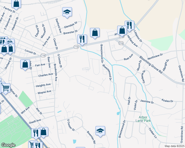map of restaurants, bars, coffee shops, grocery stores, and more near 33 Meadowview Drive in Hanover