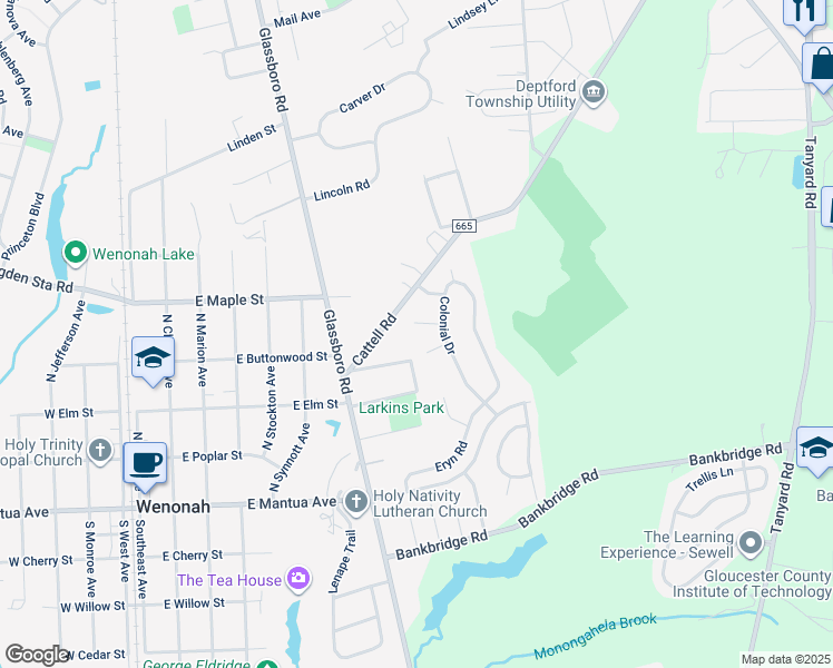 map of restaurants, bars, coffee shops, grocery stores, and more near 305 Fairfax Ct in Wenonah