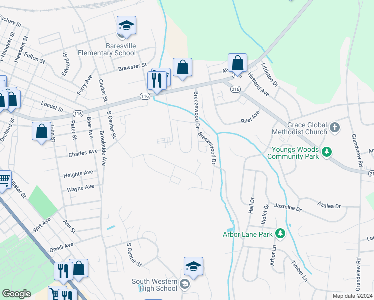 map of restaurants, bars, coffee shops, grocery stores, and more near 18 Meadowview Drive in Hanover