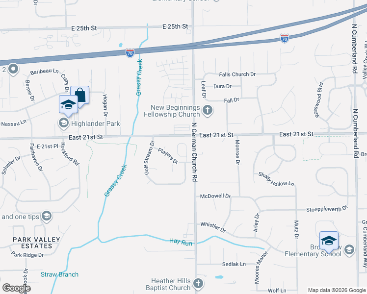 map of restaurants, bars, coffee shops, grocery stores, and more near 2046 Titleist Way in Indianapolis