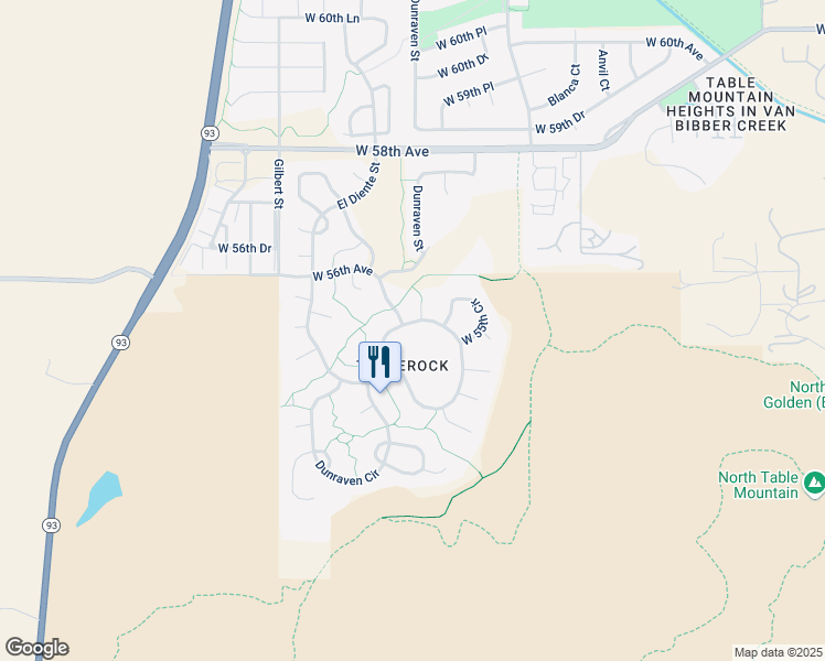 map of restaurants, bars, coffee shops, grocery stores, and more near 5543 Devil's Head Circle in Golden