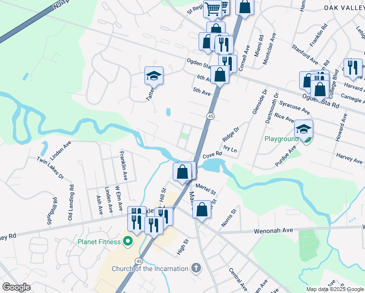 map of restaurants, bars, coffee shops, grocery stores, and more near 16 1st Avenue in West Deptford