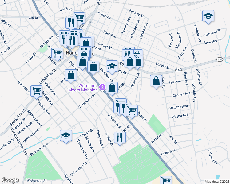 map of restaurants, bars, coffee shops, grocery stores, and more near 15 Pleasant Street in Hanover