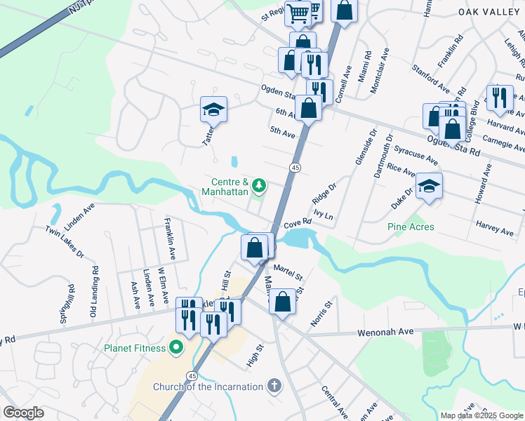 map of restaurants, bars, coffee shops, grocery stores, and more near 5 Centre Avenue in West Deptford